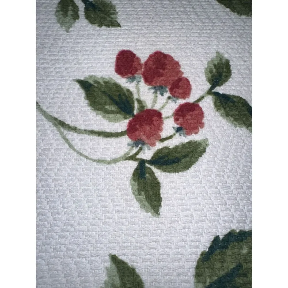 LRL White Red Blue Green Berry Print Terrycloth Cotton Dish Tea Kitchen Towels